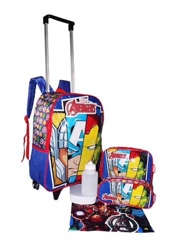 Kit Mochila Vingadores Filme Meninos Escolar Rodinhas Origin