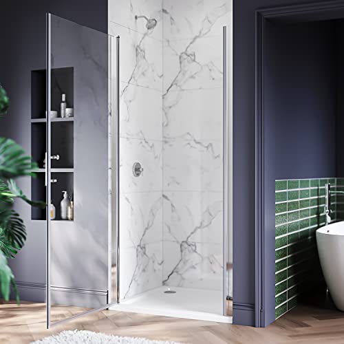 Elegant Frameless Pivot Shower Door 34 In. W X 72 In. H Frameless Bathroom Shower Door With 1/4 Inch Clear Tempered Glass Pivot Swing Corner Shower Doors In Chrome Finish #TOP1