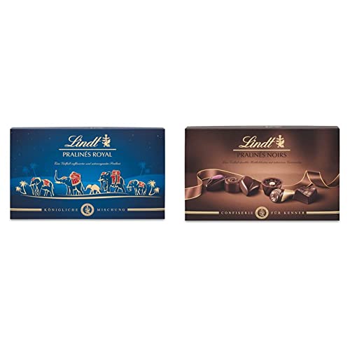 Lindt Schokolade - Royal Pralinen | 300 g | Pralinés-Schachtel mit 30 feinsten Pralinen in 15 königlichen Sorten mit und ohne Alkohol |Pralinengeschenk & Schokolade - Pralinen Für Kenner Noirs | 200 g