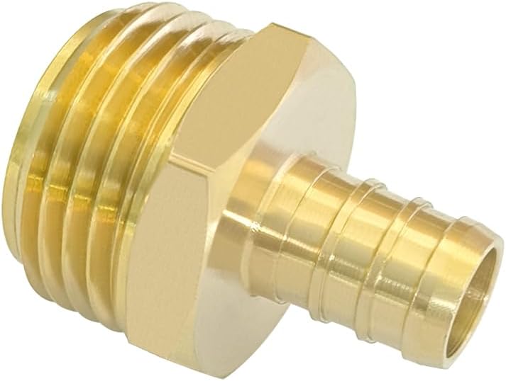 Hooshing 1/2" Pex to 3/4" GHT Male Brass Garden Hose Connector Fittings for Outdoor Water Hose Pex Tubing thumbnail