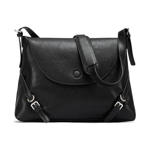 Image of NEWBELLA Tote Bag for Women, Vegan Leather Crossbody Shoulder Bag, Top Handle Satchel Purse for Work, Travel, Daily Use (Black Envelope)