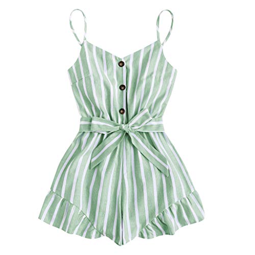 KYLEON Women's Summer Solid Jumpsuit Casual Loose Short Sleeve Jumpsuit Rompers with Pockets Elastic Waist Playsuit