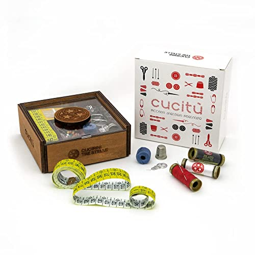 Sewing Kit Wooden Sewing Kit Sewing Accessories Sewing Accessories with Pins and Needles, Sewing Thread, 6 Colors Spools