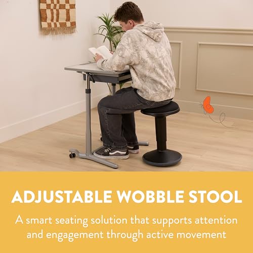 Image of Back2School Express Adjustable Height Wobble Stool, Active Seating Chair with Padded Cushion, Ergonomic Flexible Desk Stool for Teens and Adults, Black