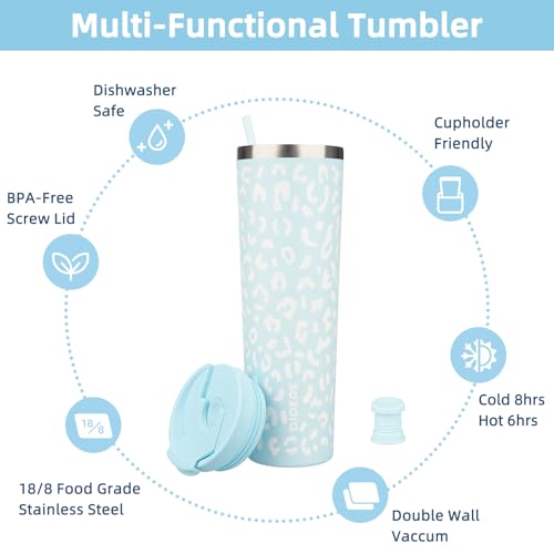 Image of BJPKPK 34oz Coffee Tumbler with Straw, Insulated Stainless Steel Cup