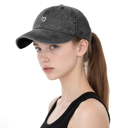 SEFIRST Gorra de Béisbol Mujer Cola de Caballo, Gorras de Mujer Vintage Ajustable, Gorras Verano Transpirable Casuales con Orificio Trenzado, Gorra Viseras Deportivas para Running Tenis Golf (Negro)