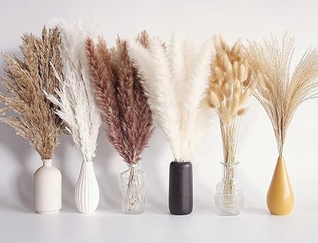 110Pcs Home Decor Dried Flowers Natural Pampas Grass -Home Decor| Room Decor| Boho Decor| Artificial Flowers Home Decor Dry Flowers Room Decoration Living Table Decor House Decor| Dried Flowers