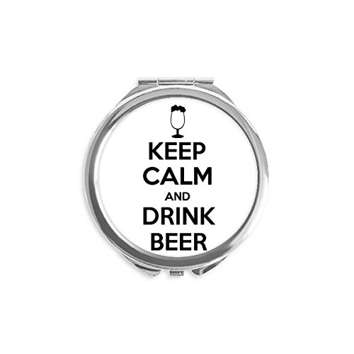 Espejo de mano portátil y redondo con frase Keep Calm para maquillaje