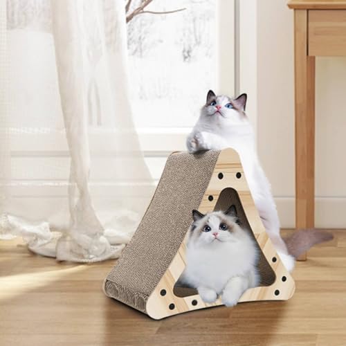 Relaxlate Cardboard Cat Scratcher, Cat Scratch Pad, Cat Scratcher Cardboard for Indoor Cats, Cardboard Cat House, Triangle cat Scratcher Lounge