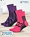 Doctor's Select Plantar Fasciitis Socks - 2 Pairs | Compression Crew Socks for Women Plantar Fasciitis | Arch Support | Pink/Purple