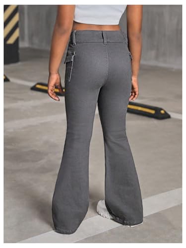 Floerns Girl's Y2k Bell Bottom Bootcut Jeans Cargo Flare Leg Skinny Long Denim Pants3