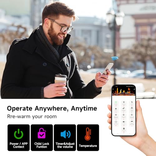 INMOZATA Electric Fire Recessed Freestanding 70''/180cm 3D Media Wall Fireplace with Child Lock and Overheat Protection, APP and Remote Control, 12 Flame Effect, 7 Bottom Lights and 7 Top Lights - Image 2