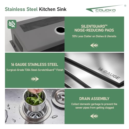 Évier de cuisine encastrable 91cm en acier inoxydable calibre 16 - 7
