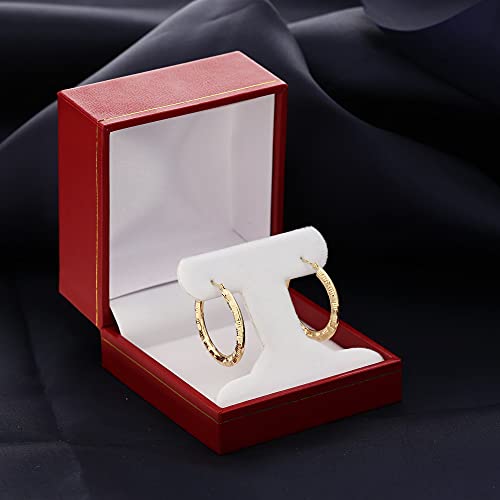 14K Yellow Gold Diamond-Cut Round Flat Hoop Earrings (25Mm (1 Inch)) #TOP6