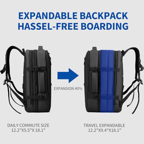 Travel Backpack for Men Women, Expandable Backpacks with Charging Port for Business Work Commute Casual, Black4