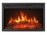 CHEMIN'ARTE Inserto elettrico caminetto OXFORD, 2000W, Nero, 61x20x44 cm - camino elettrico da incasso con luce LED, effetto della fiamma, colore nero