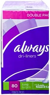 Always Dri-Liners with Leak Guard Core Unscented Long Pantiliners - 80 CT (Pack of 4)