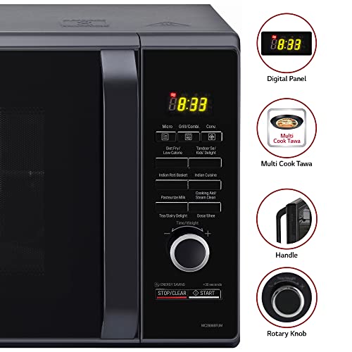 Compare LG 28 L Convection Microwave Oven (MC2886BFUM, Black, 360