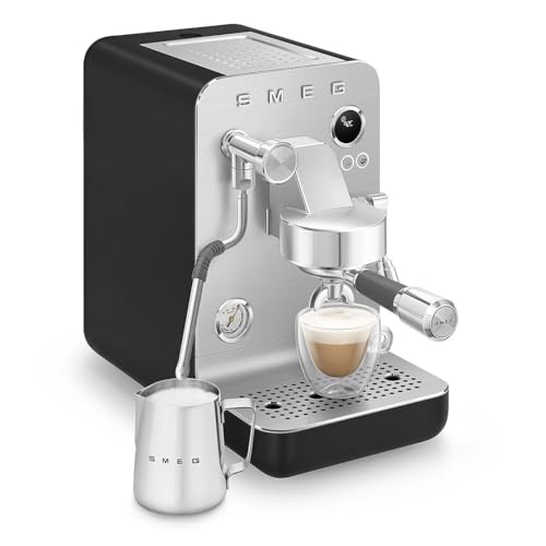 Image of Smeg Semi-Pro Espresso Machine - 15-Bar Pump, Triple Thermoblock Heating, 58mm Filter Holder & Steam Wand - Made in Italy (Black)