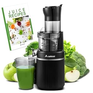 Juicer Machines, Aobosi Slow Masticating Juicer with 8CM Large Feed Chute, Cold Press Juicers for Whole Fruit and Vegetable with Two-layer Filter, Safety Lock, Matte Black