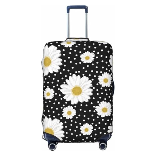 daisy flowers dotted black Travel Luggage Covers - Elasticity Suitcase Covers Protector for Luggage 18-32 Inch