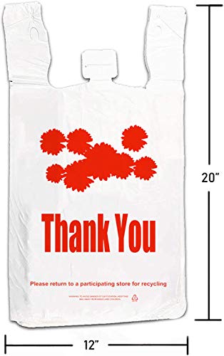 Shopping Bags/red Flower Thank You Plastic t-Shirt Bag, 308 Count in Box - Thumbnail 2