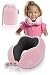 FLOWZOOM Nackenkissen für Kinder ab 3 Jahre - auch für Kindersitz geeignet - einstellbares Memoryfoam Kids-Reisekissen Auto mit weichem & waschbarem Bezug - inkl. Beutel - Rosa, Größe S (ab 3 J.)