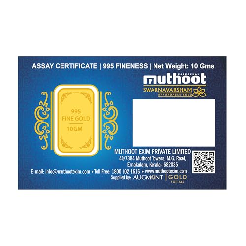Image of Muthoot Pappachan Swarnavarsham 24K (995) Yellow Gold Bar 10 Gm