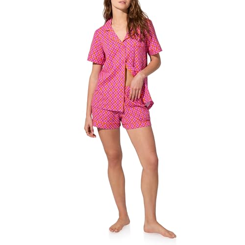 Image of Trina Turk Womens Short Sleeve Notch Collar & Shorts Sleepwear Pajama Set, Organic Cotton