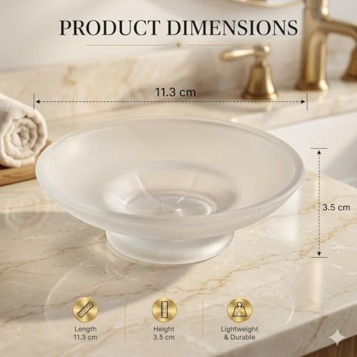 Image of Pure Source India Glass Soap Dish for Bathroom Or Kitchen, (3.25 cm)
