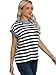 Women Cap Sleeve Sweater Vest Striped Sleeveless Contrast Color Tops Crewneck Knit Pullover Casual Loose Fit Tank Tops (Black, M)