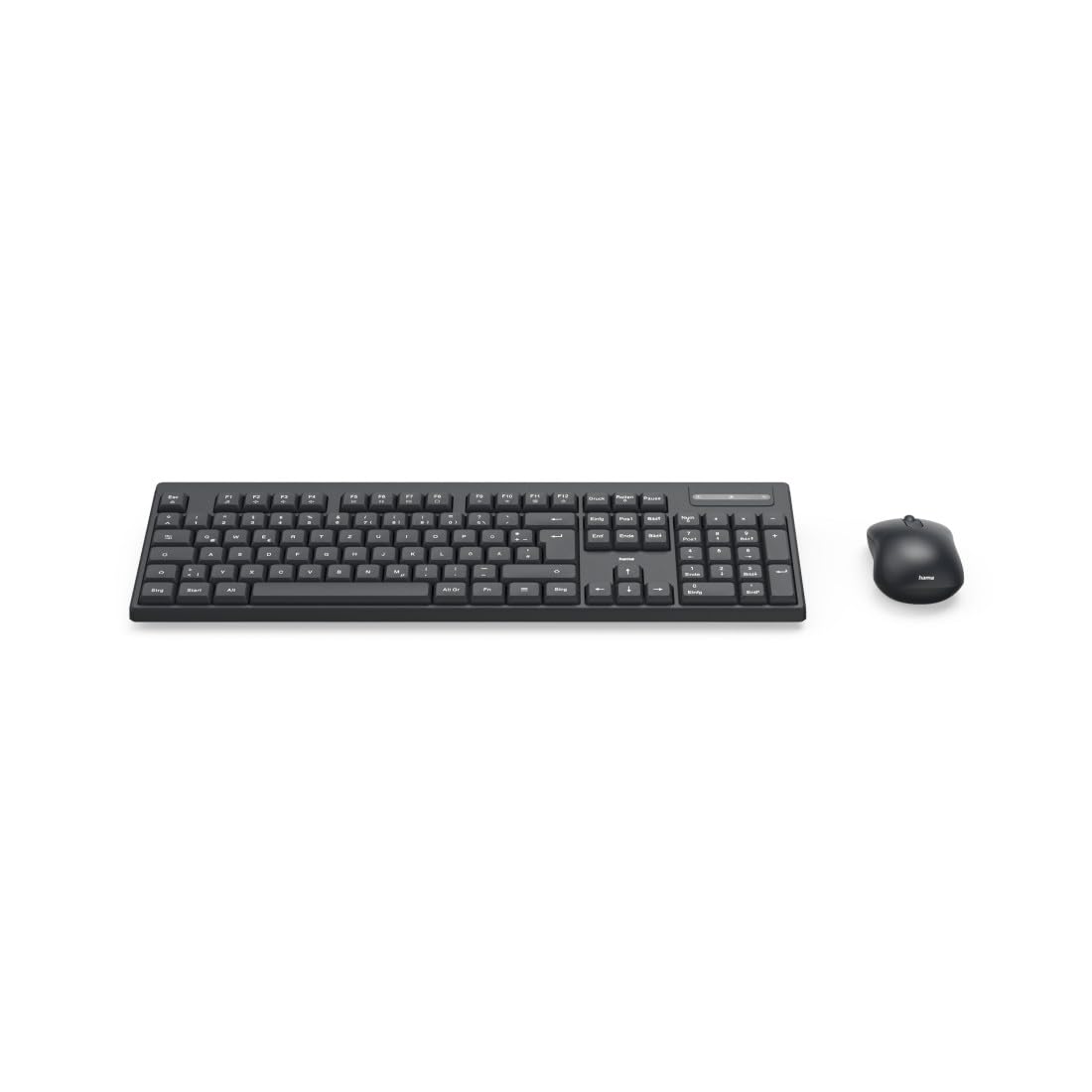 Hama Draadloos toetsenbord, muisset (QWERTZ-toetsenindeling, draadloze ergonomische muis, 2,4 GHz, USB-ontvanger), Windows Keyboard, draadloze muis-toetsenbord-set, wit zilver : hama