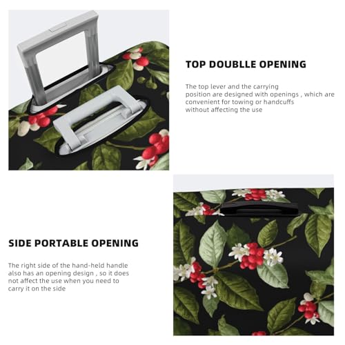 Red Berries With White Flowers Elastic Travel Luggage Covers Dustproof Scratch-Resistant Suitcase Protector Fit 22-24 Inch3