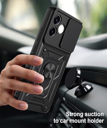 Image of Tough Armor Bumper Back Cover Case for Oppo F33 Pro 5G | Sliding Camera Cover, Kickstand & Ring Holder 360 Degree Protection Back Cover Case for Oppo F33 Pro 5G - Black