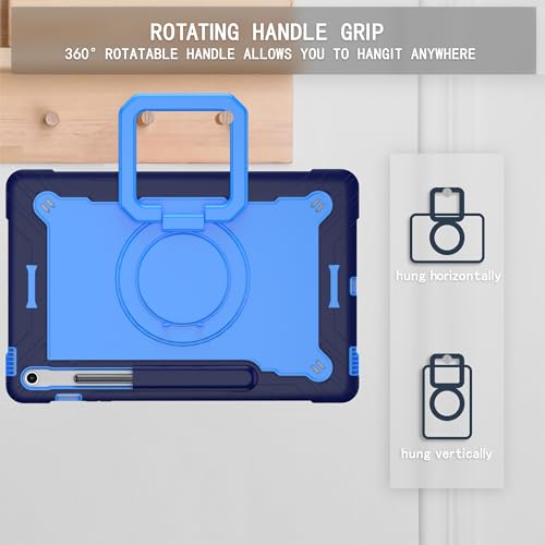 Image of elitegadget Case for Samsung Galaxy Tab S10 FE+ /S10 FE Plus 13.1 Inch 2025 Released - Heavy Duty Impact Resistant Case Cover with Rotating Ring Stand (Navy Blue /Light Blue)