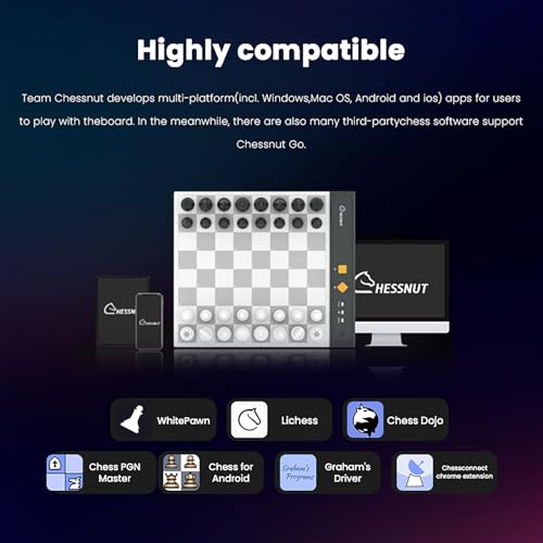 Image of Chessnut Go Portable Travel Electronic Chess Board - Full Piece Recognition, Magnetic Adhesion, AI Chess Computer, Compact Design - Best Smart Chessboard for Travel (Orange)