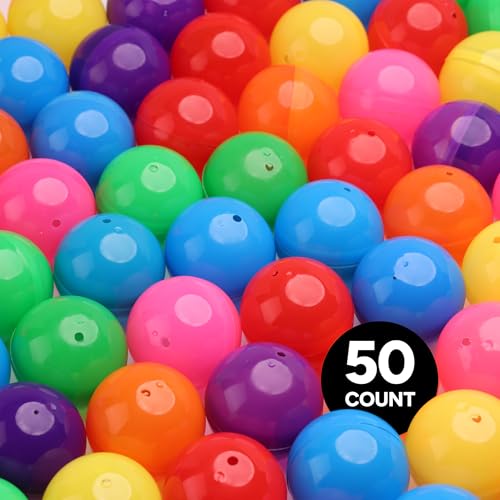 Image of Entervending Empty Colored Round Capsules 2 inch 50 pcs Bulk 7 Colors Capsule for Gumball Machines Plastic Containers 50 mm
