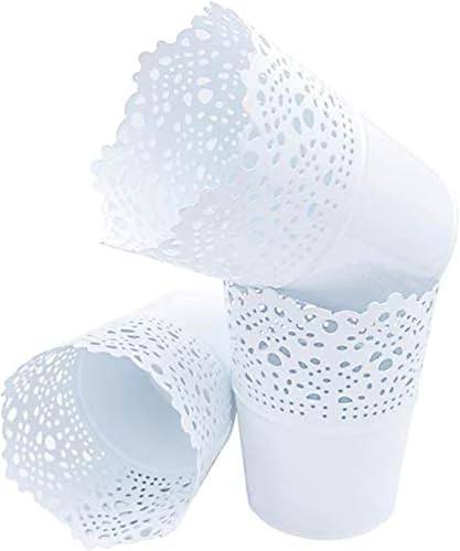 Organiseur de cosmétiques, 3 pièces Organisateur de maquillage pour bureau Rangement Support Organiseur Porte-brosse à maquillage en métal Pot à fleurs Conteneur pour pinceaux de maquillage Rangement