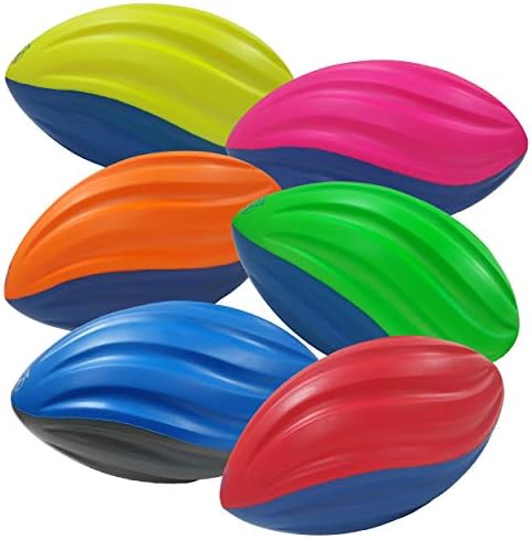 Macro Giant 7.5 Inch PU Soft Foam Spiral Football, Set of 6, Assorted Colors, Training Practice, Kid Toy, Yard Game, Preschool