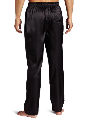 Intimo Men's Classic Satin Pajama Sleep Pants, Black, Medium #TOP1