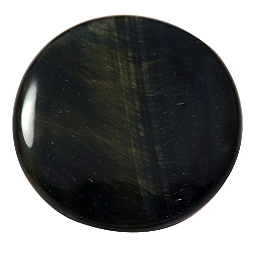 Cabochon rond œil de tigre bleu de 63,4 carats, une gemme de collection rare