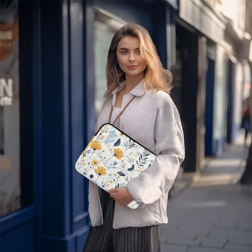 Funda para portátil 13-14 pulgadas con flores amarillas y azules miniatura 7