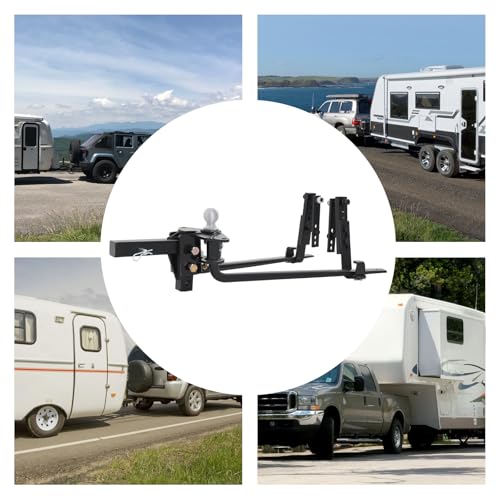 Image of Weight Distribution Hitch,8000 Lbs Capacity Sway Control Weight Distribution Hitch,Adjustable Trailer Hitch Kit with Wrench,Black Trailer Hitch Device for Motorhomes, Campers, Boats