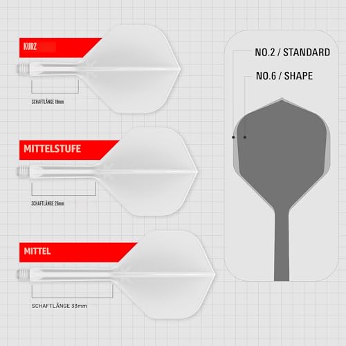 Target Darts K Flex Integrierter Dart-Flug und -Schaft, Nr. 2 Weiß (Mittelstufe) | 3er-Pack K-Flex - Nr. 2, Präzisionsgeformte 2-in-1 Dart-Flüge und Dart-Schaft | Professionelles Dart-Zubehör