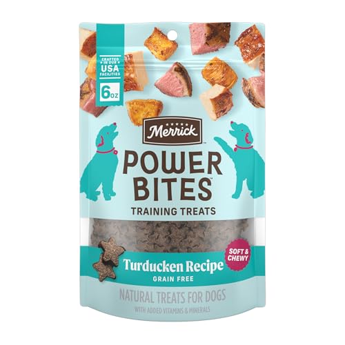 Merrick Power Bites Natural Soft And Chewy Real Meat Dog Treats, Grain Free Snack, Real Turducken Recipe - 6 oz. Bag