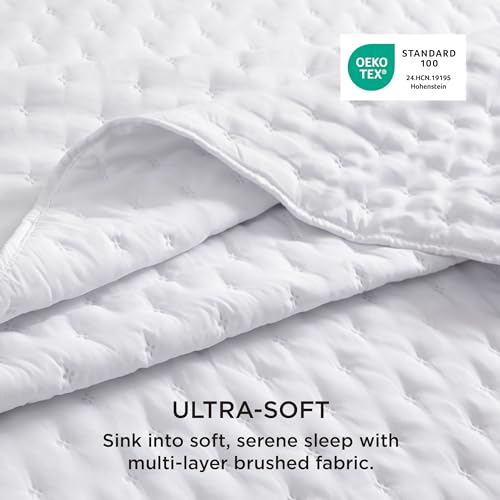 Bedsure Twin Quilt - Ultra Soft Twin XL Quilt Bedding for Dorm Decor, Lightweight All-Season Comforter, White Bedspread Coverlet 68x86 Inch