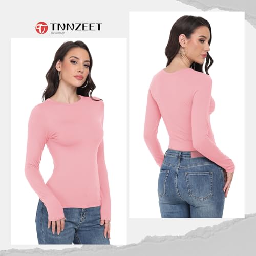 Long Sleeve Shirts for women-Underscrub Crew Neck Slim Fit Basic Tops for Teens Workout Going Out Y2K Fall Fashion 2025