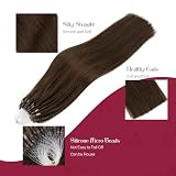 Vivien Przedłużenia z naturalnych włosów z mikropierścieniami, metoda na zimno, włosy ludzkie, 60 cm, 50 g, 50 pasemek, #4, brązowe