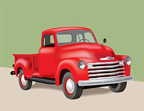 DIY 5D Diamond Painting Kit Vintage Pickup Truck Graphic Red Seamless 14