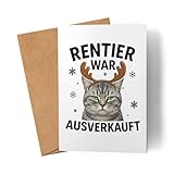 Lilavie-Design Rentier war ausverkauft Katze lustig Weihnachten Karte Grußkarte Faltkarte Weihnachtskarte